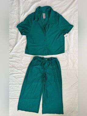 Hurley Teal Striped Short-Sleeve Pajama Set